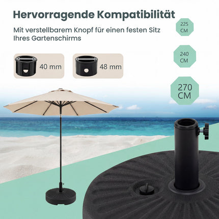 Fillable Umbrella Base, 22L/25kg, Fits 38/48mm Poles