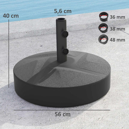 Fillable Umbrella Base, 30kg, Black, HDPE, 36/38/48mm