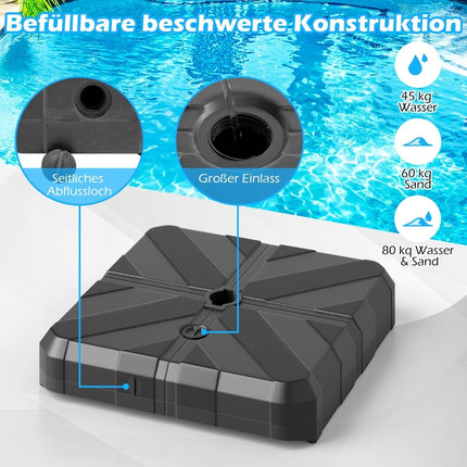 Fillable Umbrella Base, 45L/60kg, HDPE, Fits 38-48mm Poles
