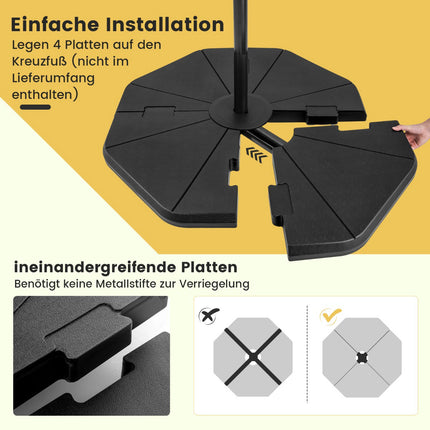 Fillable Umbrella Base, 4-Piece, 94 kg Capacity, Black