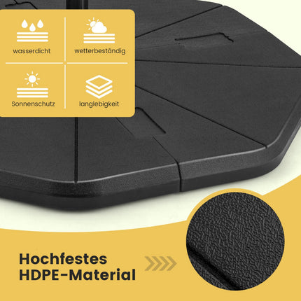 Fillable Umbrella Base, 4-Piece, 94 kg Capacity, Black