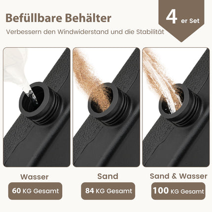 Fillable Umbrella Base, 60L/84kg, Black, HDPE, 4 Plates