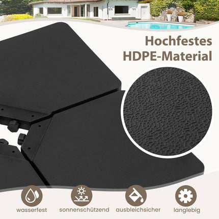 Fillable Umbrella Base, 60L/84kg, Black, HDPE, 4 Plates