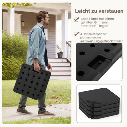 Fillable Umbrella Base, 60L/84kg, Black, HDPE, 4 Plates