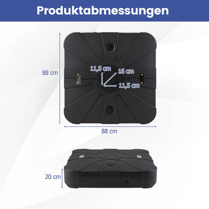 Fillable Umbrella Base with Wheels, 170kg Capacity, HDPE, Black
