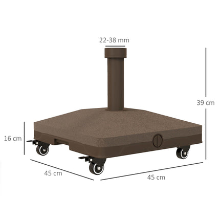 Fillable Umbrella Base with Wheels, 22-38mm, Brown