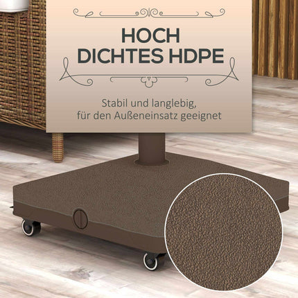 Fillable Umbrella Base with Wheels, 22-38mm, Brown
