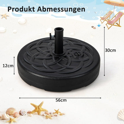 Fillable round umbrella stand with 56 cm diameter for a maximum of 46 kg black