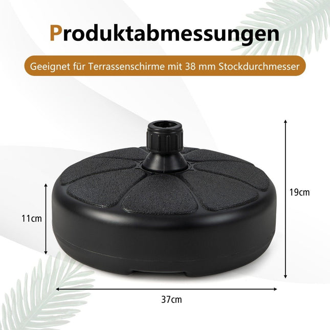 Fillable round umbrella stand with a diameter of 37 cm for a maximum of 12 kg black