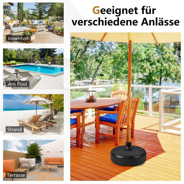 Fillable round umbrella stand with a diameter of 37 cm for a maximum of 12 kg black