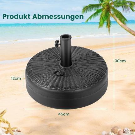 Fillable round umbrella stand with a diameter of 45 cm for a maximum of 30 kg black