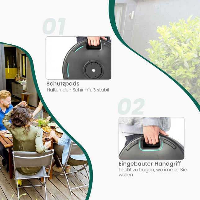 Fillable round umbrella stand with a diameter of 45 cm for a maximum of 30 kg black