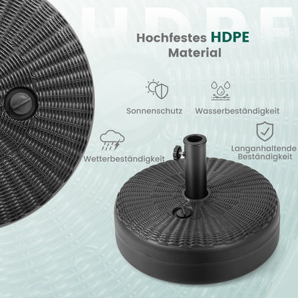 Fillable round umbrella stand with a diameter of 45 cm for a maximum of 30 kg black