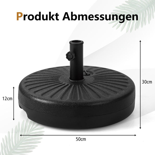 Fillable round umbrella stand with a diameter of 50 cm for a maximum of 34 kg black