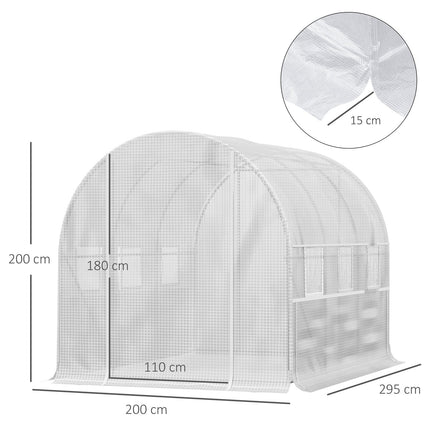 Greenhouse tunnel 2.95x2x2M, Roll-Up Windows, UV protected