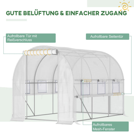 Greenhouse tunnel 2.95x2x2M, Roll-Up Windows, UV protected