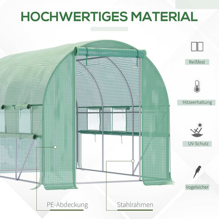 Walk-In Film Greenhouse - UV protected, 6 windows, 2.95x2x2M