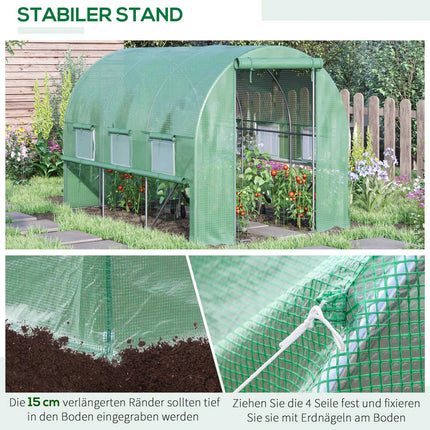 Walk-In Film Greenhouse - UV protected, 6 windows, 2.95x2x2M
