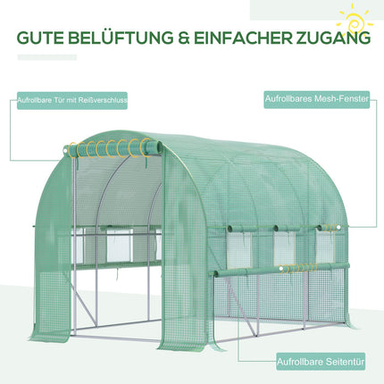 Walk-In Film Greenhouse - UV protected, 6 windows, 2.95x2x2M