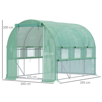 Walk-In Film Greenhouse - UV protected, 6 windows, 2.95x2x2M