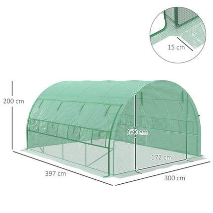 Greenhouse Polytunnel - Walk-In, UV Protected, 3.97x3x2M