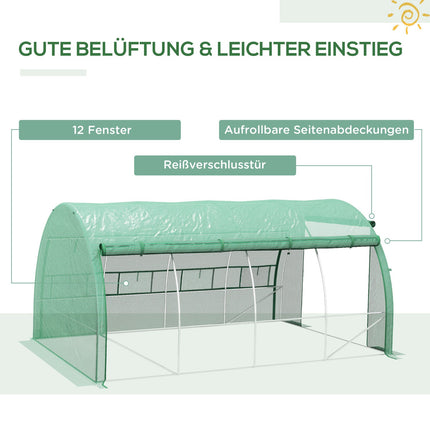 Greenhouse Polytunnel - Walk-In, UV Protected, 3.97x3x2M
