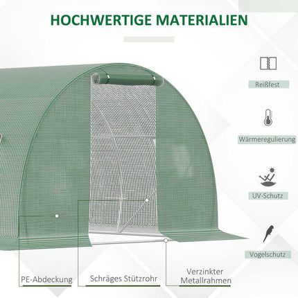 Walk-In Greenhouse Polytunnel 4.5x3m, 6 windows, Frost-resistant