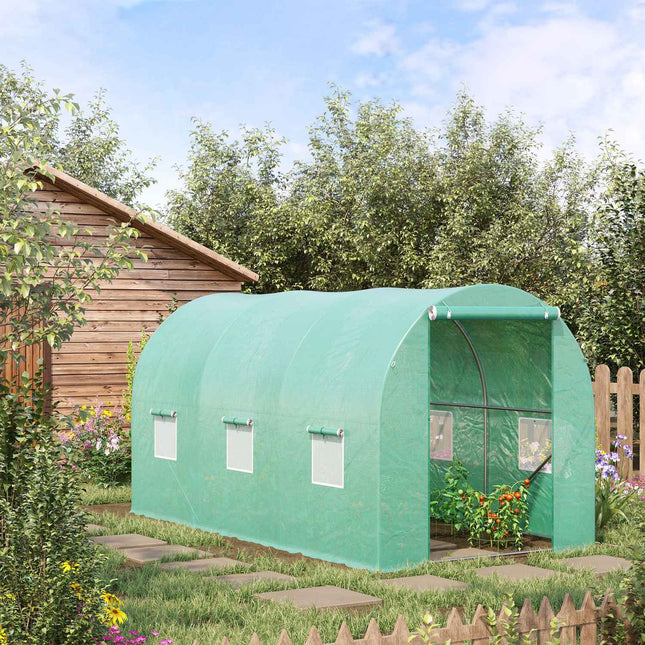 Greenhouse tunnel with 6 mesh windows - 395x195x190 cm