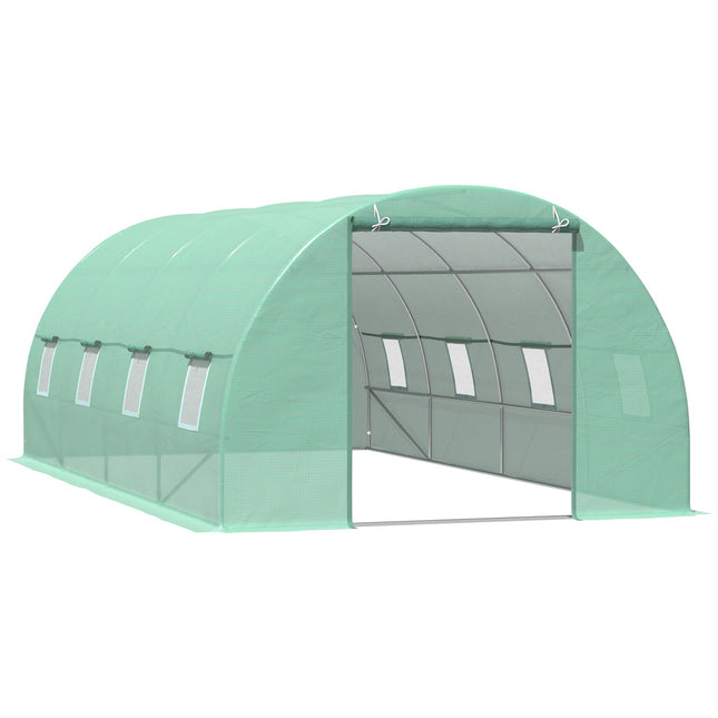 Greenhouse tunnel with window, 590x300x200 cm, Green