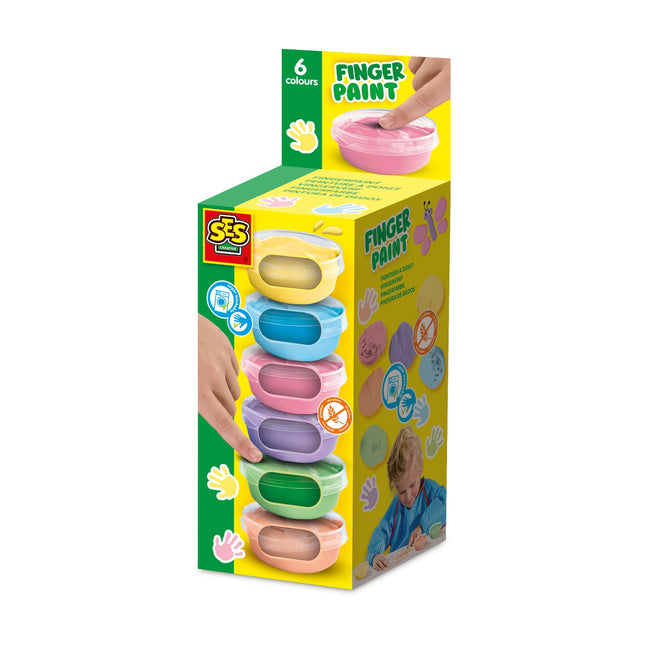 Fingerpaint Set, 6 Pastel Colors for Creative Art Projects