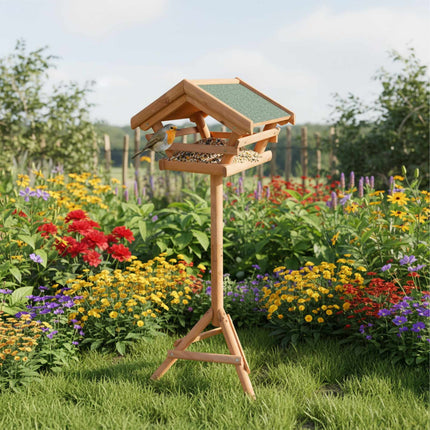 Fir Wood Bird Feeder with Stand – Weatherproof