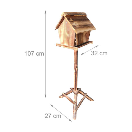 Fir Wood Bird Feeder with Tall Stand