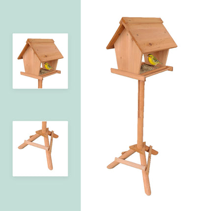 Fir Wood Bird Feeder with Tall Stand