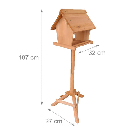 Fir Wood Bird Feeder with Tall Stand
