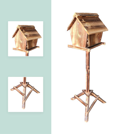 Fir Wood Bird Feeder with Tall Stand