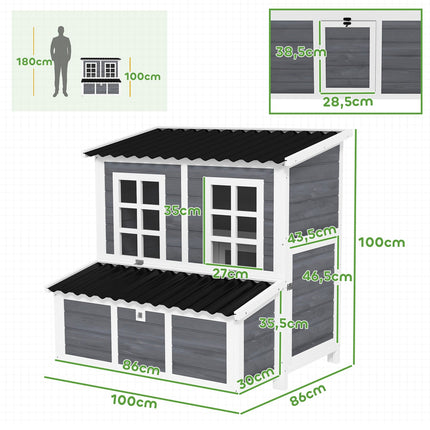 Waterproof Spruce Wood Chicken Coop with nest box for 4-6 hens