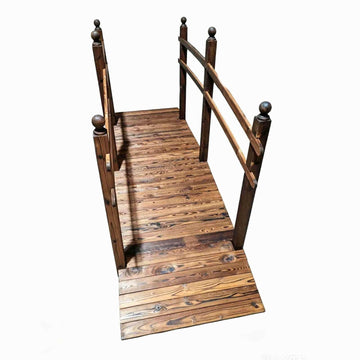 Fir Wood Garden Bridge, Arched with Railings, 500kg Capacity