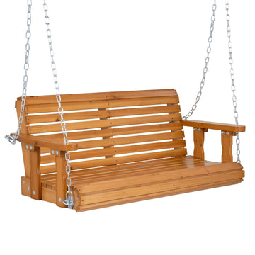 Fir Wood Hanging Garden Swing Bench for 2 – 300 kg Capacity