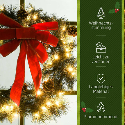 Christmas tree wreath, 60cm, green, hanging eyelet