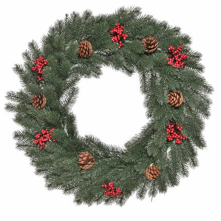 Christmas tree door wreath - 60 cm, green with hanging loop