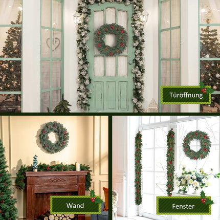 Christmas tree door wreath - 60 cm, green with hanging loop