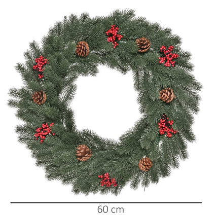 Christmas tree door wreath - 60 cm, green with hanging loop