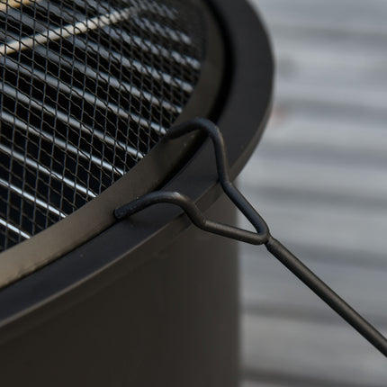Fire Pit & BBQ Grill with spark guard, black Ø76 cm