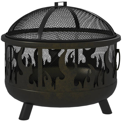 Fire bowl with spark guard & grill - metal, Ø61cm