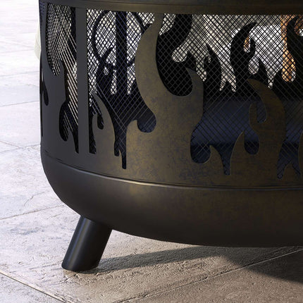 Fire bowl with spark guard & grill - metal, Ø61cm
