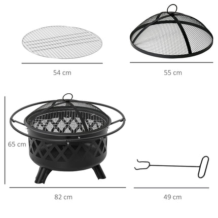 2-in-1 Fire Pit & Grill with spark guard Ø82 Cm