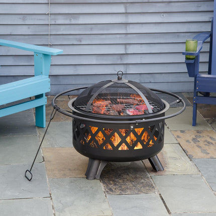 2-in-1 Fire Pit & Grill with spark guard Ø82 Cm