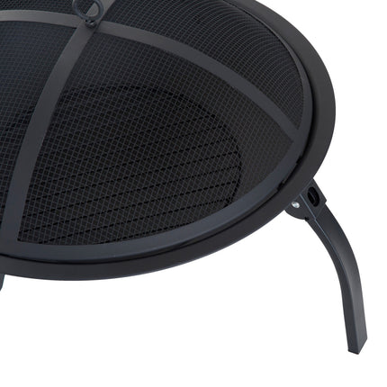 Fireplace with collapsible spark guard, black, 55 cm