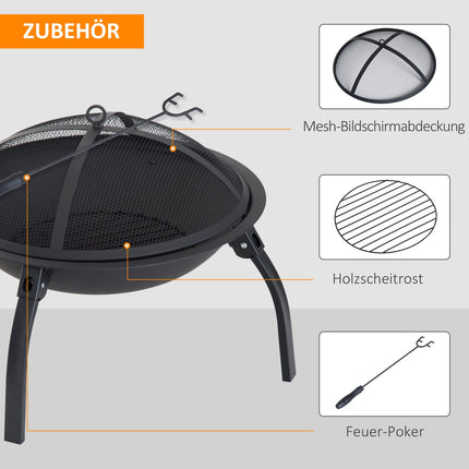 Fireplace with collapsible spark guard, black, 55 cm