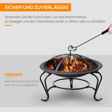 Fire bowl Fire pit with spark protection, metal, 70.5x40 cm